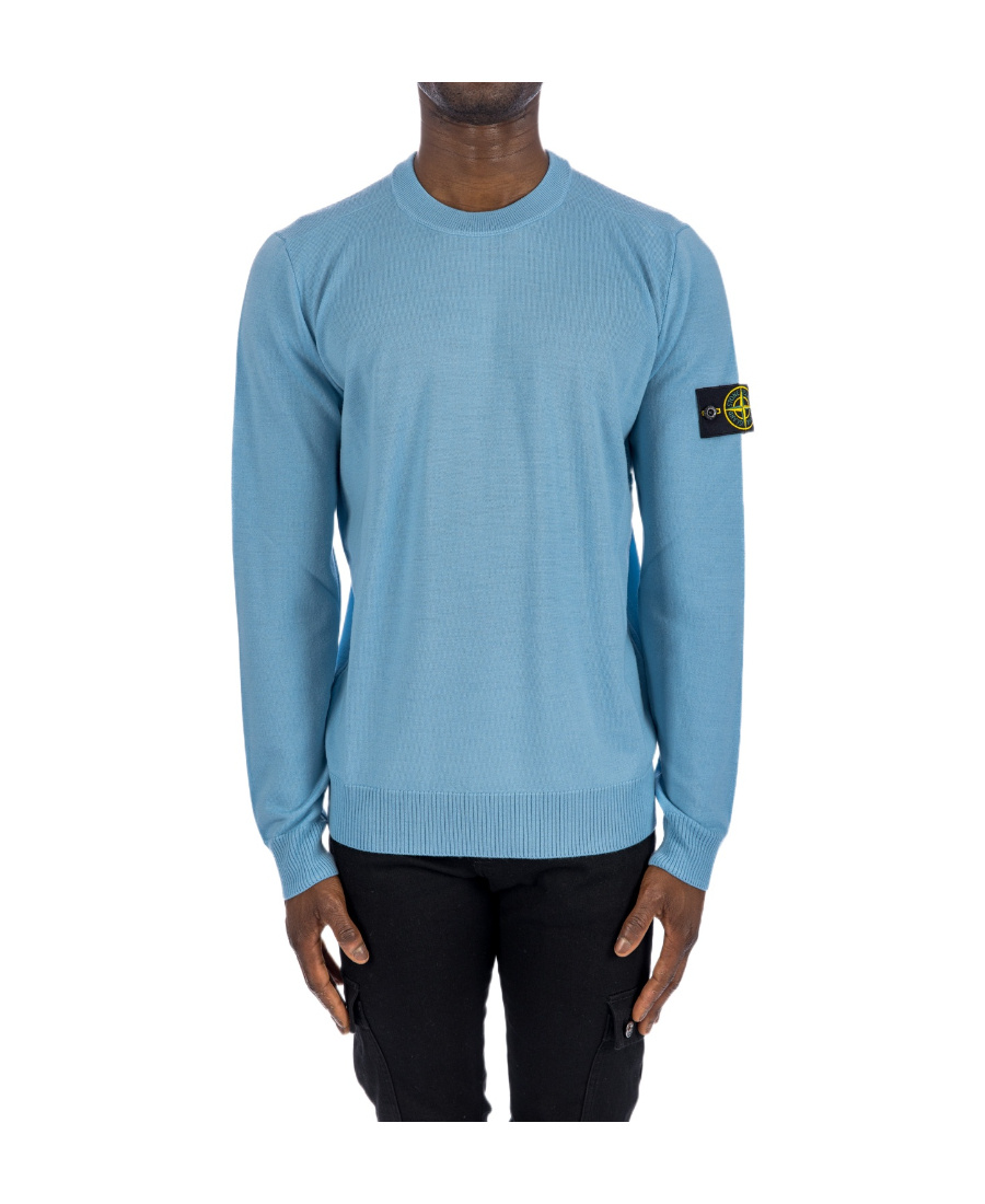 Stone Island Compass-motif Wool Sweatshirt In Blue