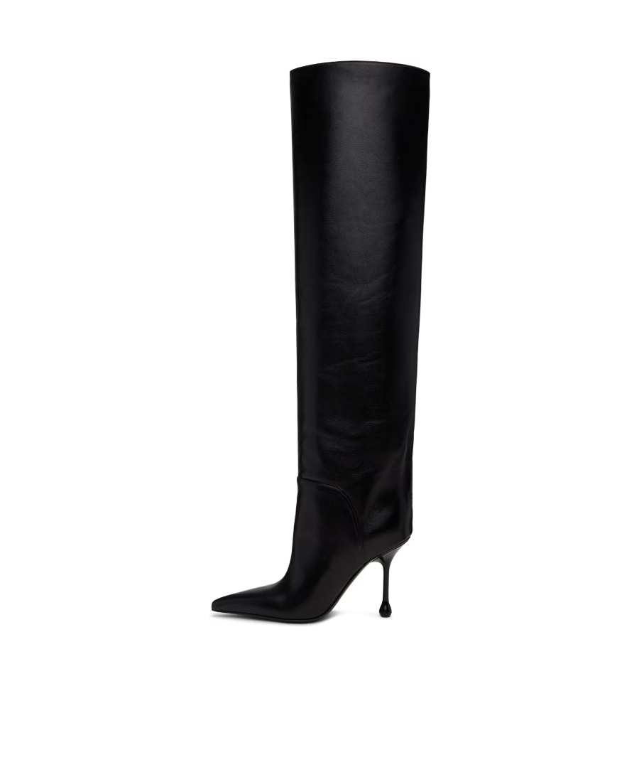 Jimmy Choo Cycas 95 Black Leather Boots In Black