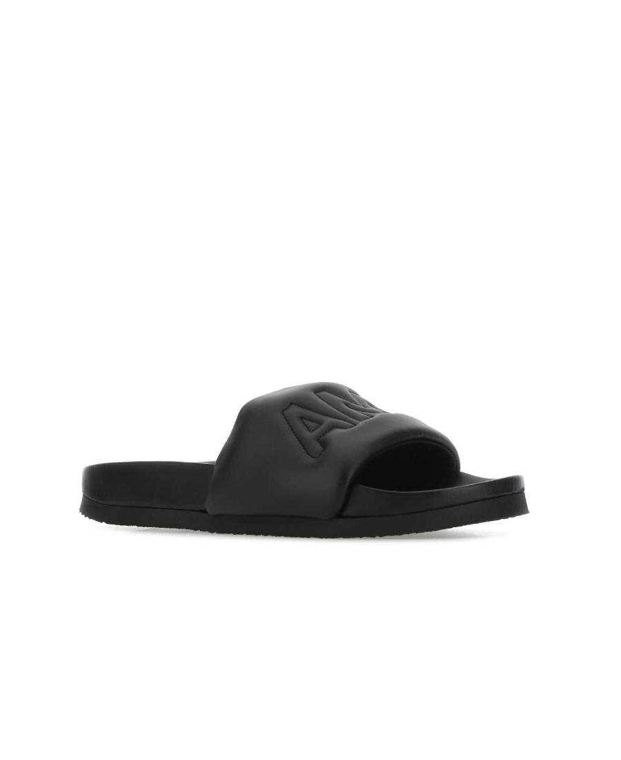 Ambush Quilted Lettering Logo Sliders Man Sandals Black Size 9 Calfskin In Black
