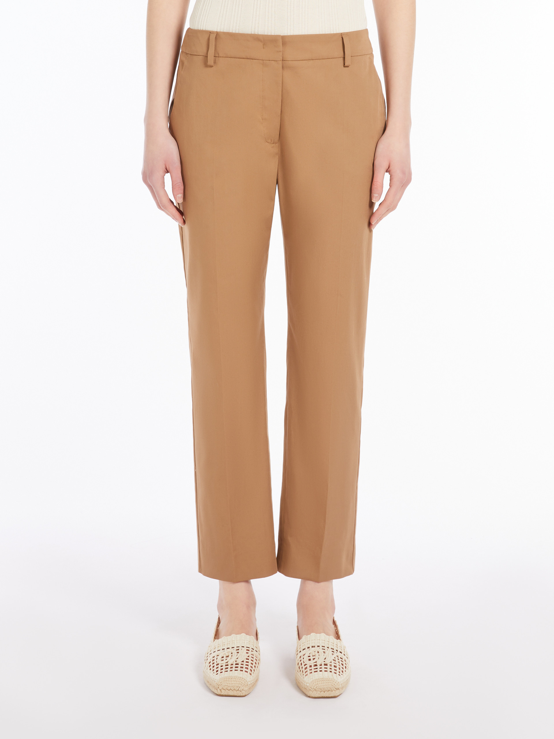 Weekend Max Mara Stretch Gabardine Trousers In Earth Color