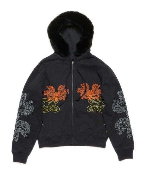 Acne Studios Graphic Printed Zip-up Hoodie In Black