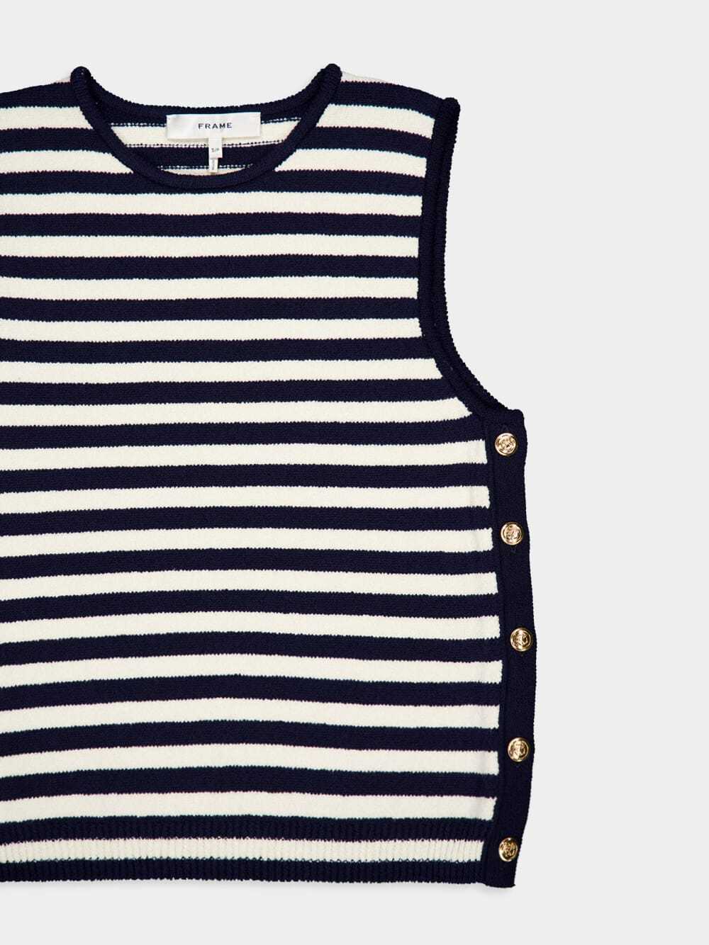 Frame Mariner Stripe-intarsia Cotton-blend Tank In Black