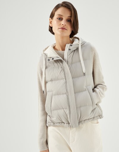 Shop Brunello Cucinelli Logo Hooded Vest In Gray