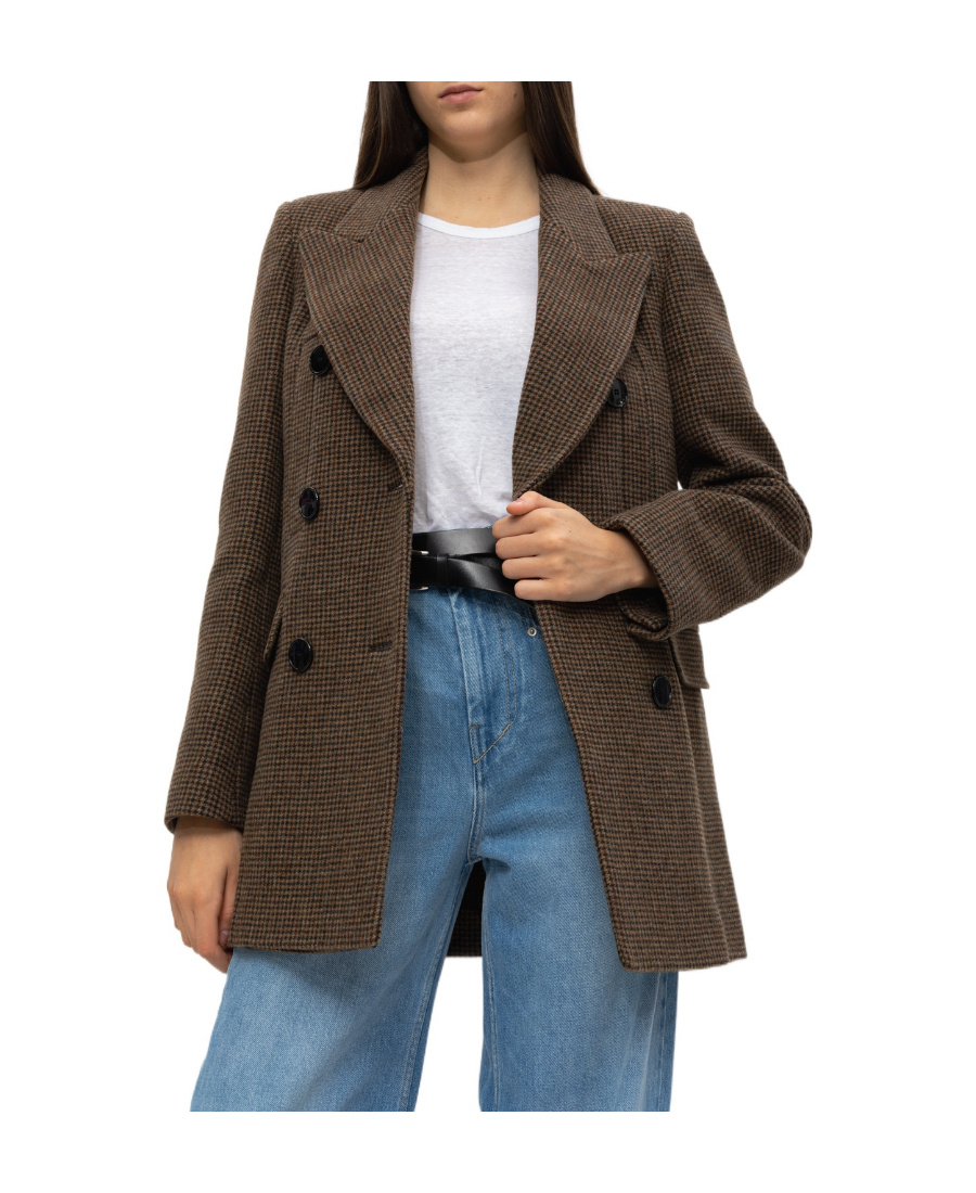 Isabel Marant Checked Double-breasted Suit Jacket In Green