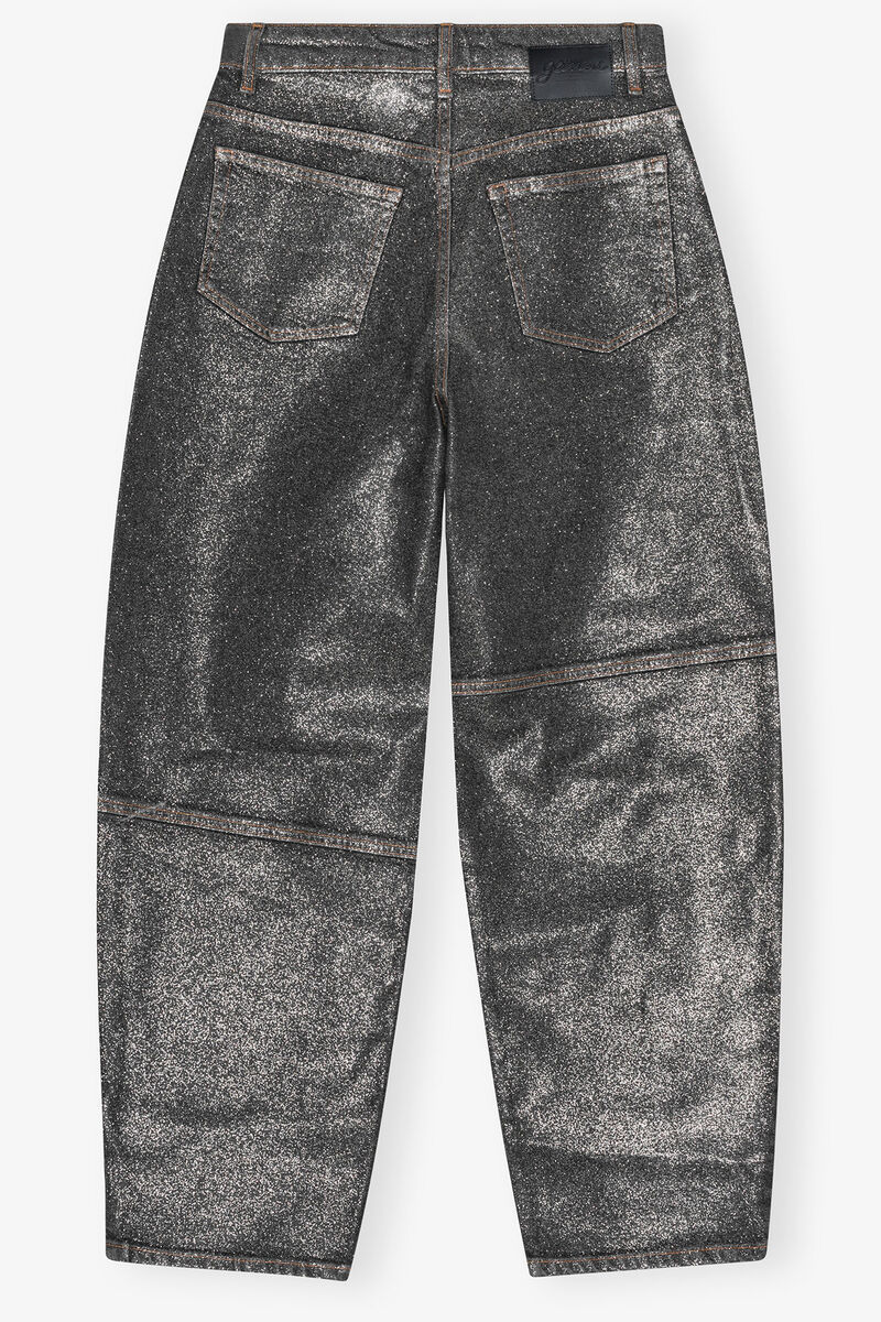 Ganni Shimmery Foil Stary Jeans In Black