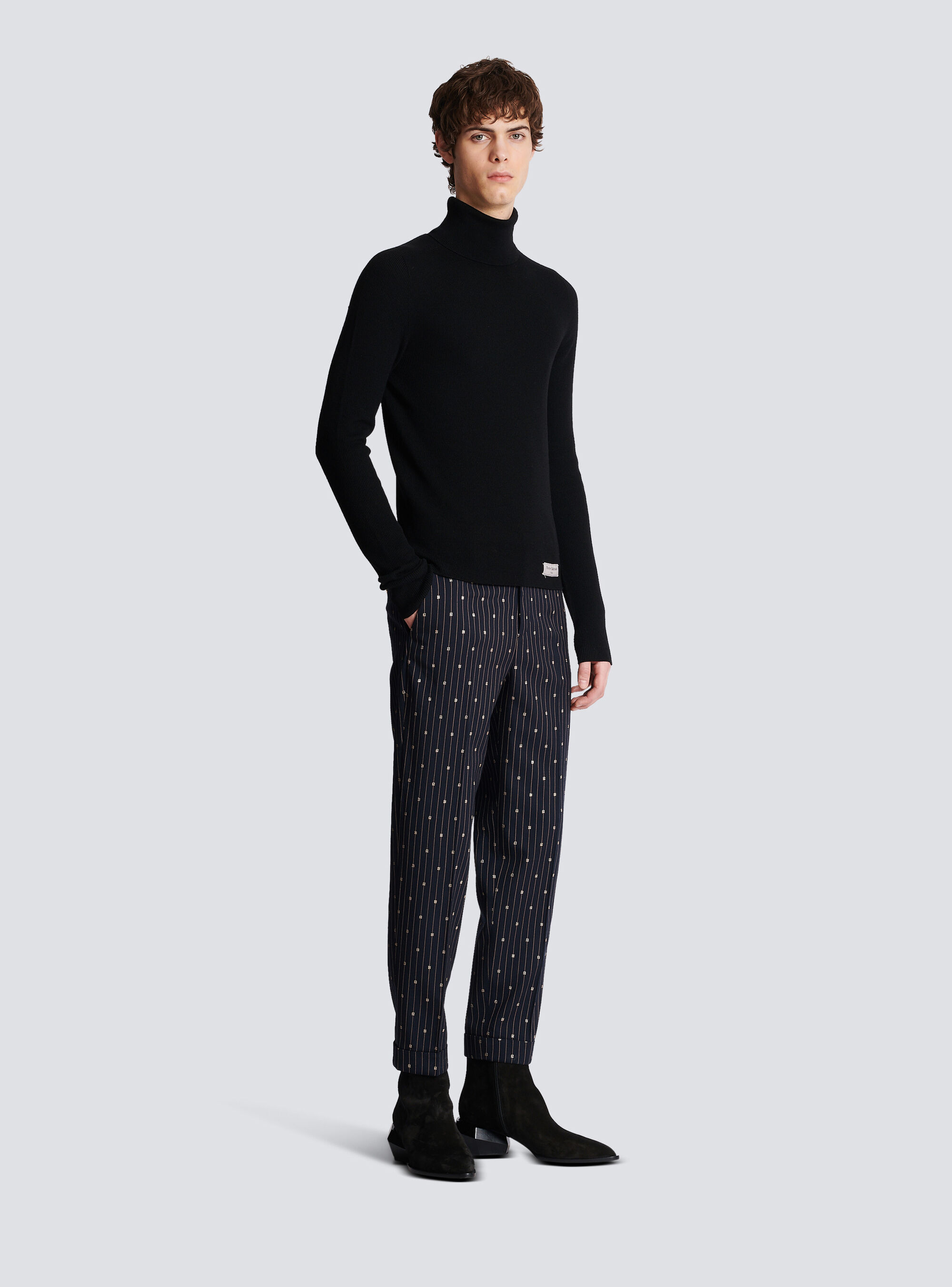 Shop Balmain Pb Turtleneck In Black