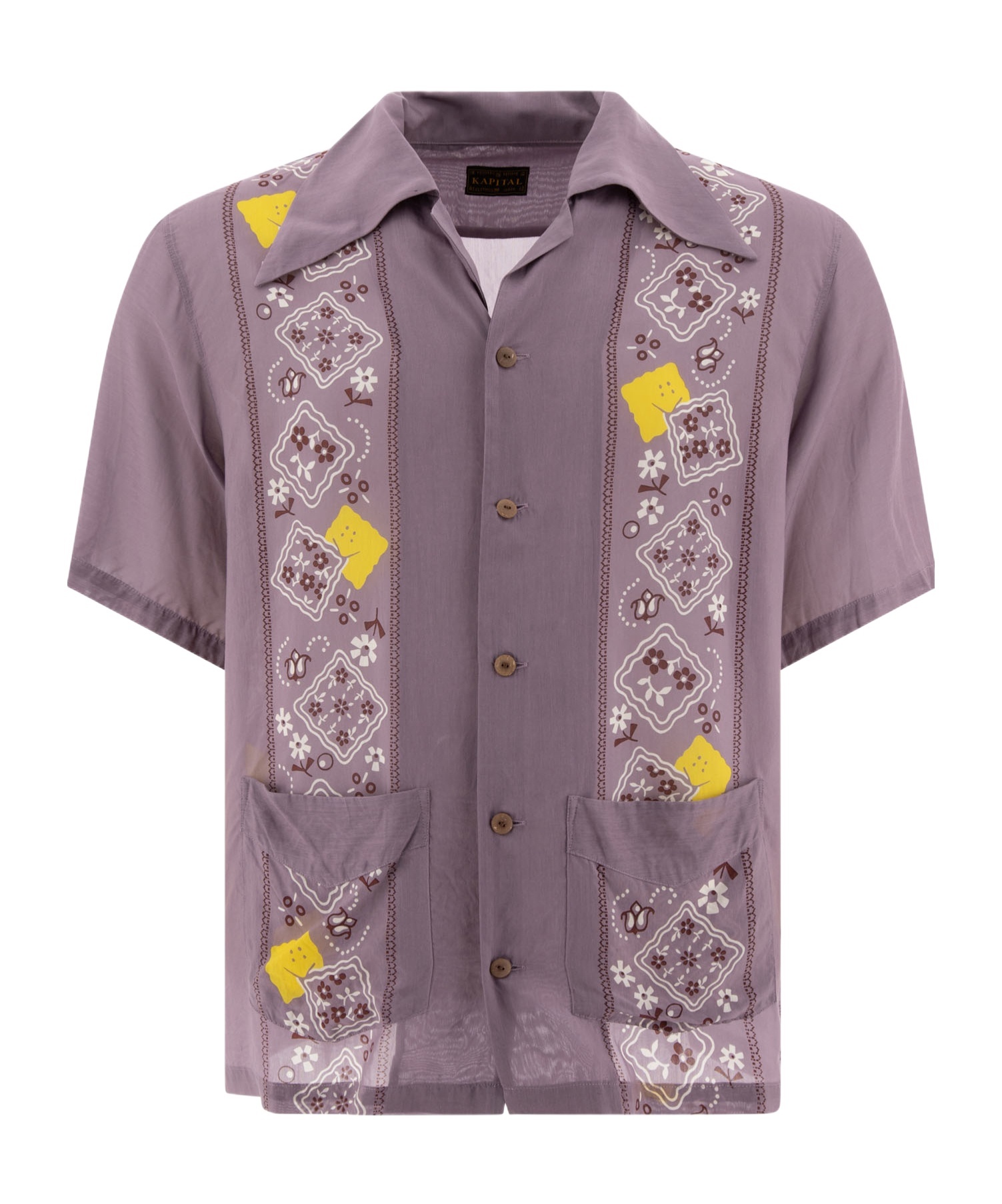 Shop Kapital Lapel Short-sleeved Shirt In Gray