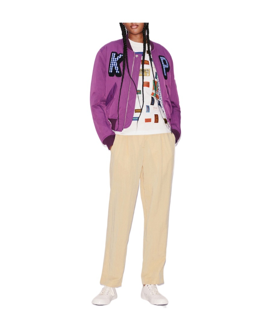 Kenzo Logo-patch Bomber Jacket In Purple