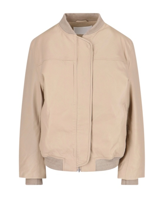 Remain Birger Christensen Long-sleeved Leather Jacket In Nude