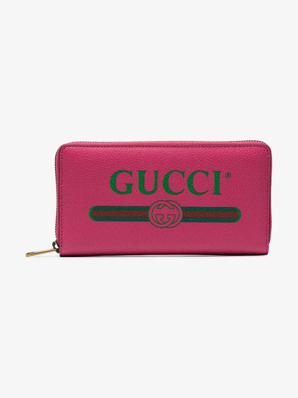 Gucci Logo Printed Zipper Wallet In Pink