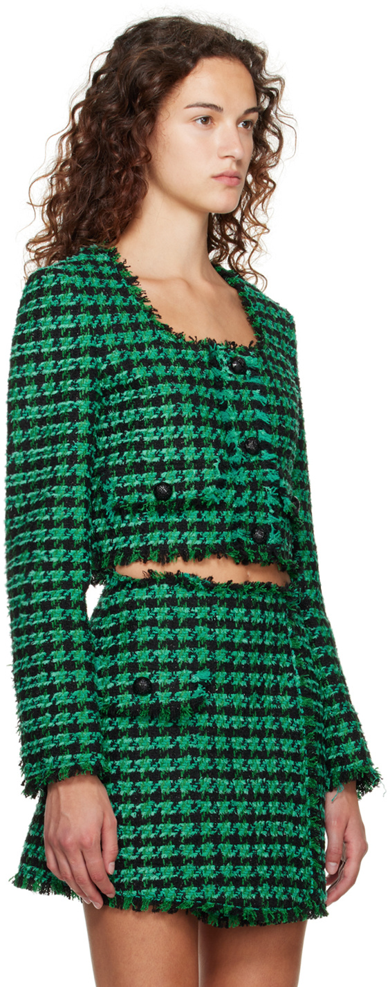 Msgm Checkered Casual Jacket In Green