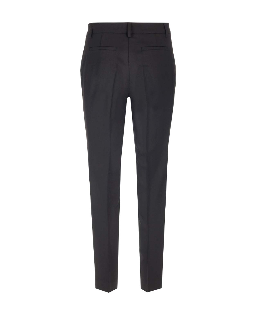 P.a.r.o.s.h Blue Pants With Wide Leg And Elastic Rear Waist In Tech Fabric Woman In Black