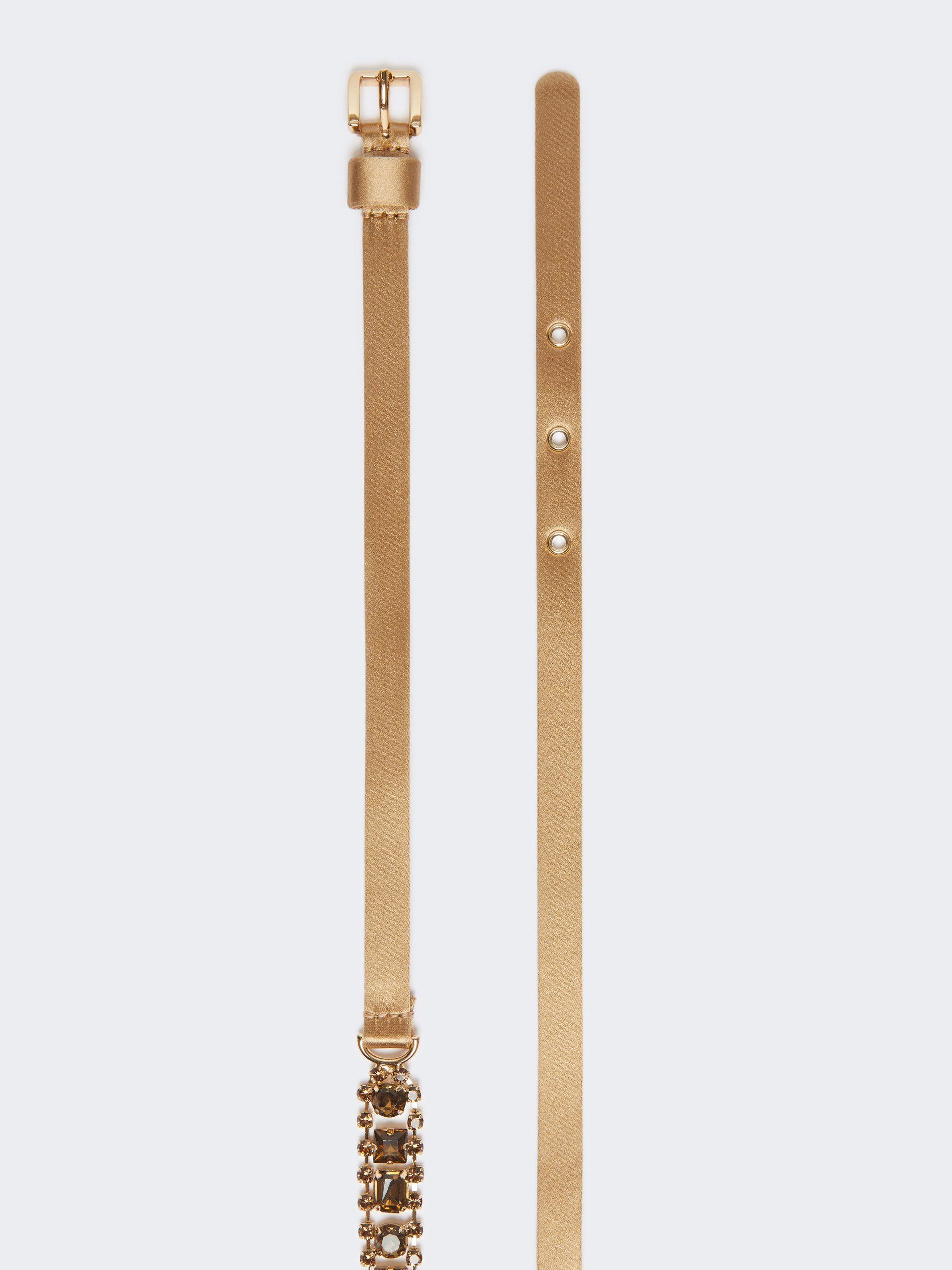 Max Mara Giora Crystal Embellished Satin Belt In Bronze