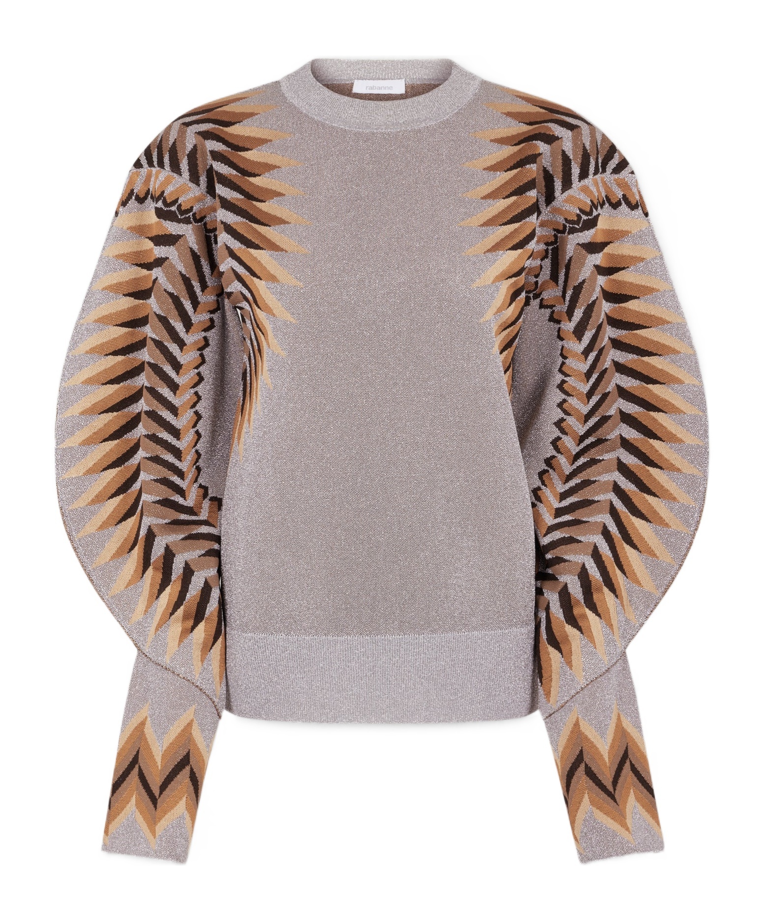 Rabanne Silver Lurex Jacquard Pullover In Gray