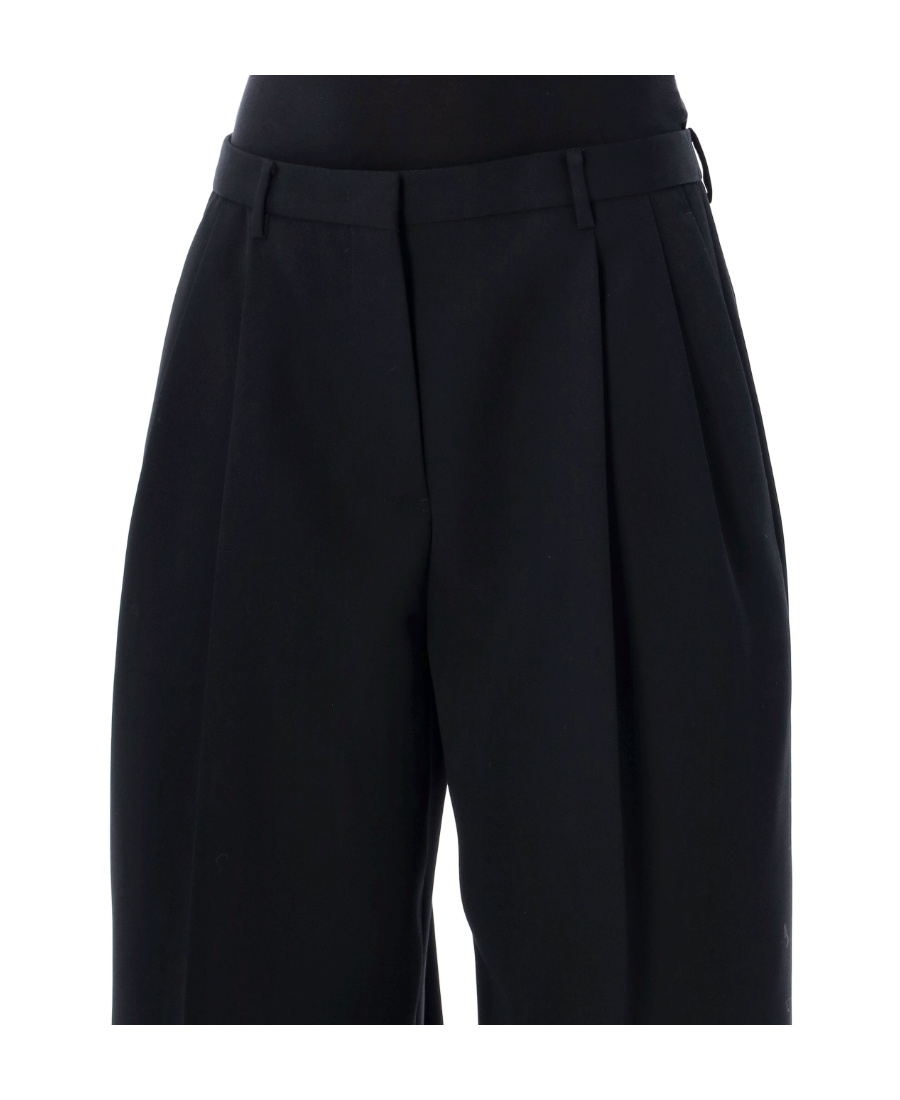 Jil Sander Pleated Cotton-wool Tailored Trousers In Black