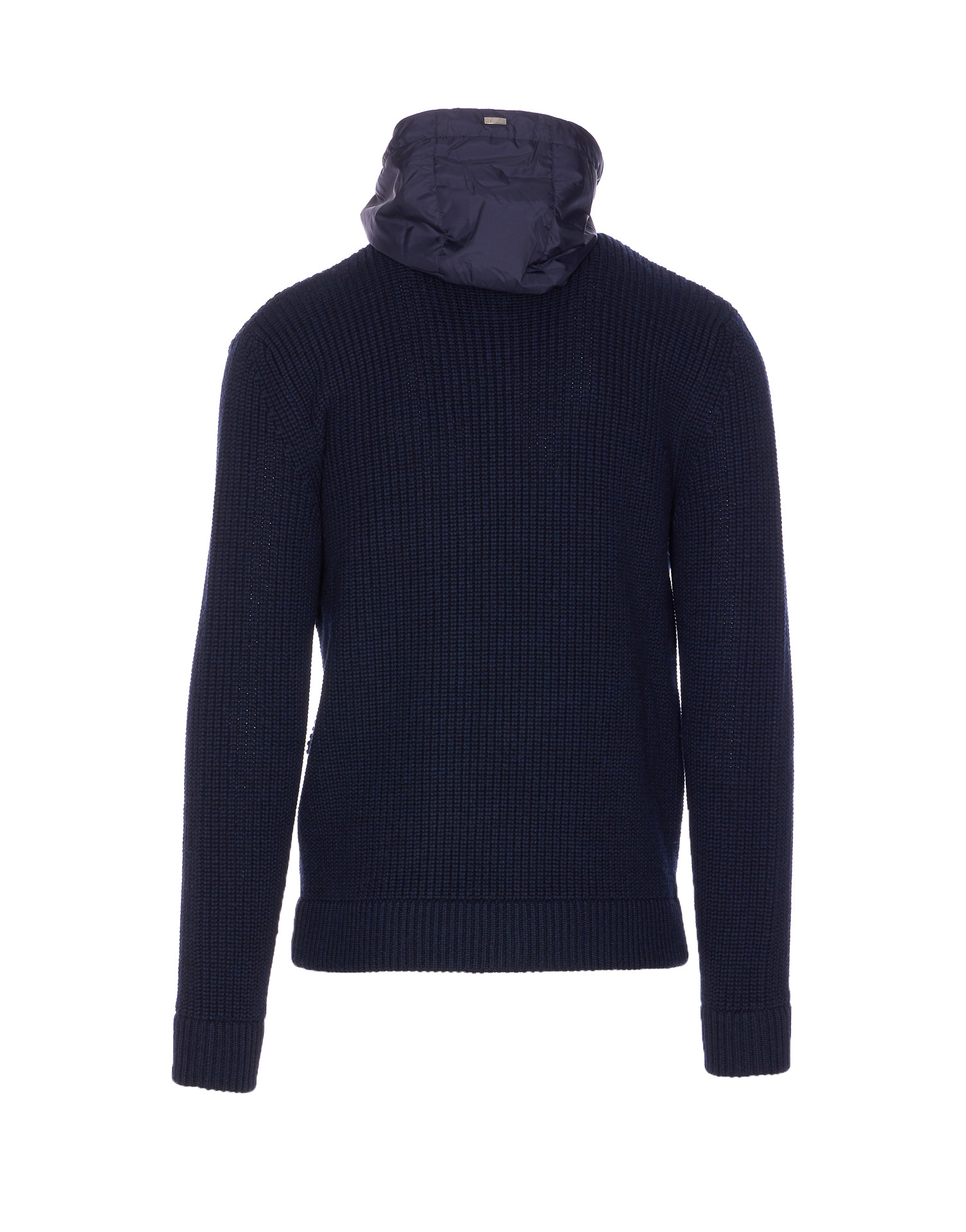 Herno Hooded Cardigan With Removable Detail And Pockets In Blue
