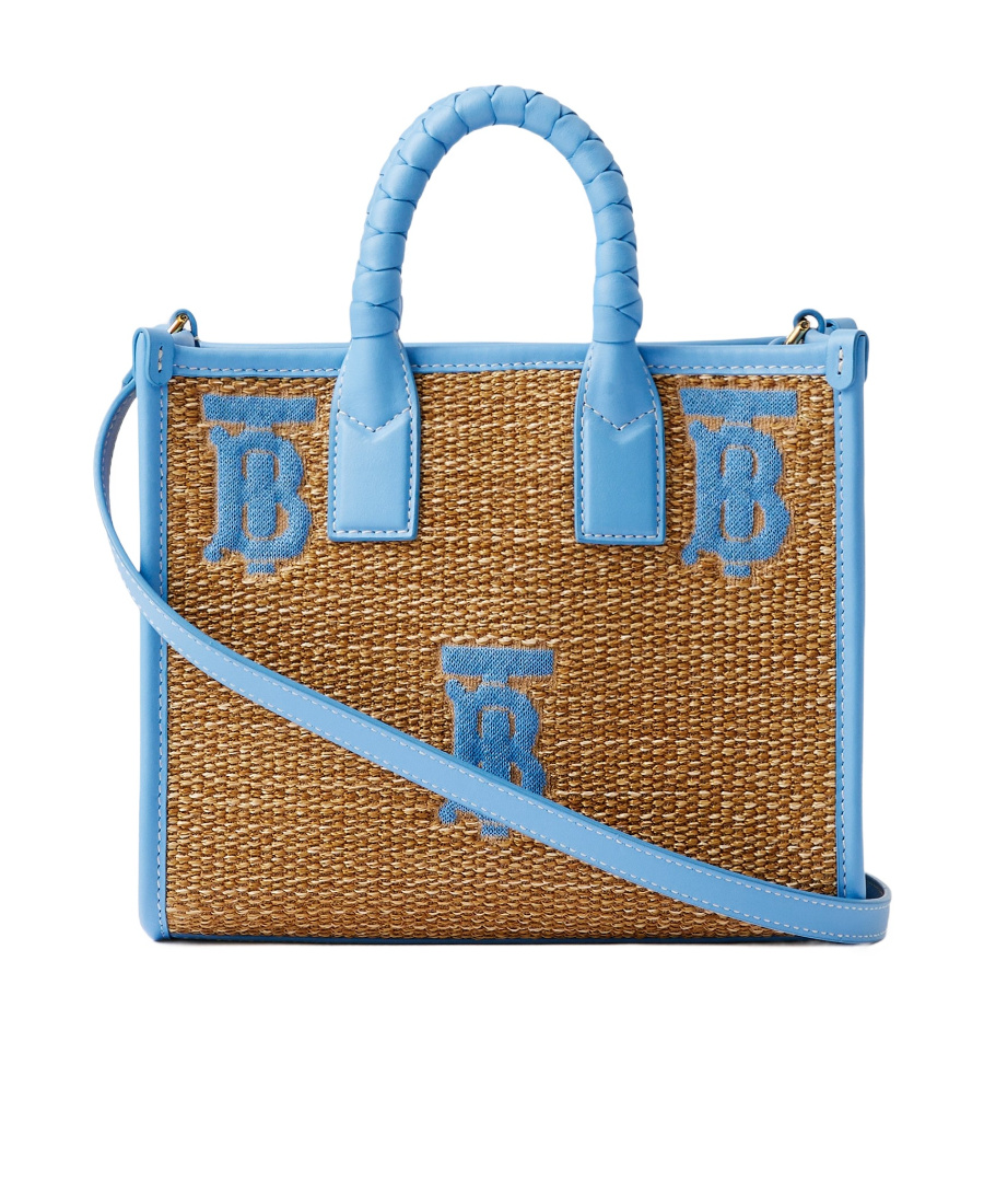 Burberry Woman Raffia Mini Freya Handbag In Brown