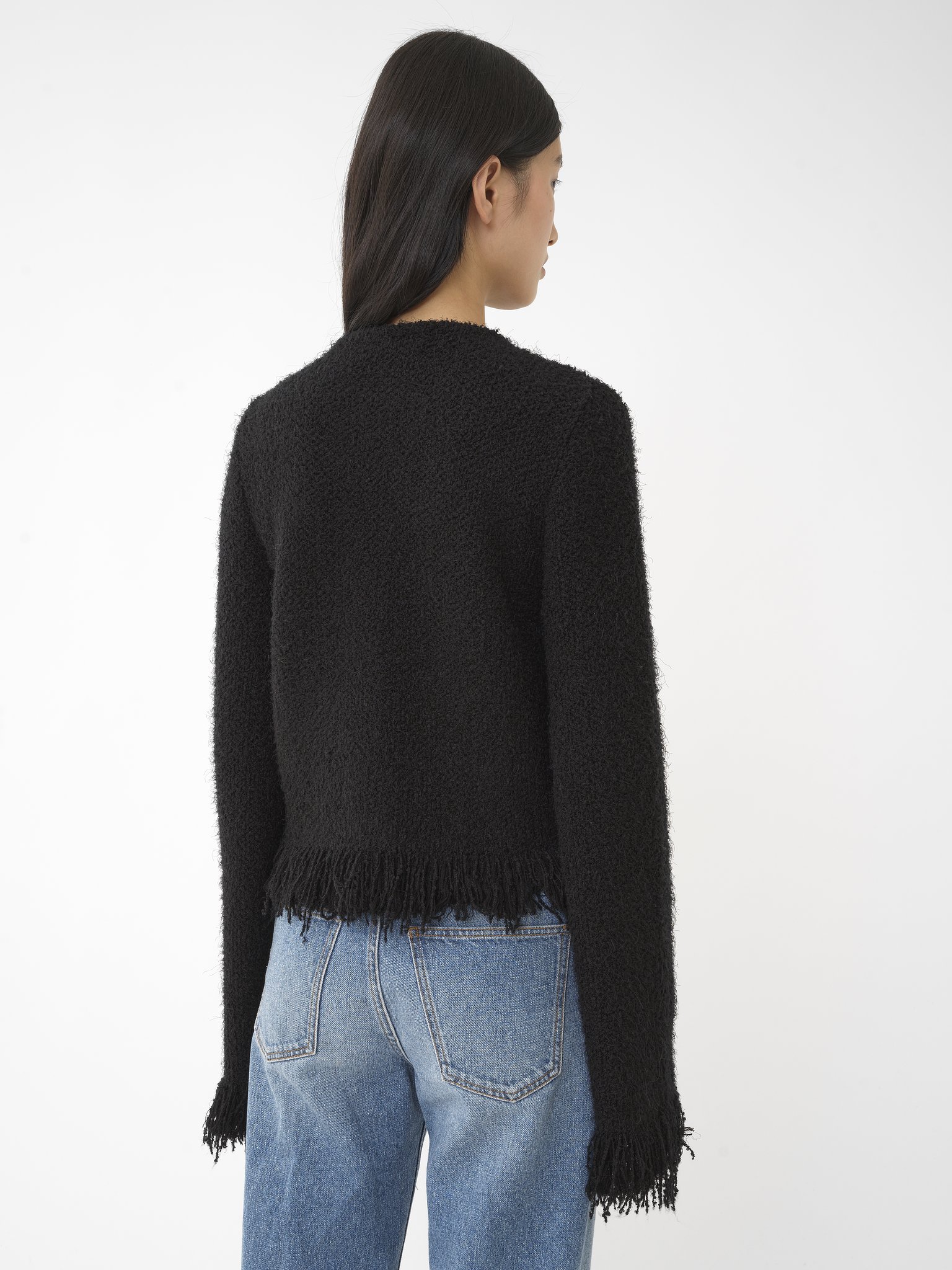 Chloé Veste Courte Ajustée Sans Col Femme Noir Taille L 50% Laine, 36% Soie, 8% Cachemire, 5% Polyamide, 1 In Black
