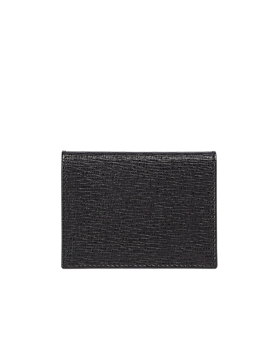 Ferragamo Textured Leather Cardholder In Black