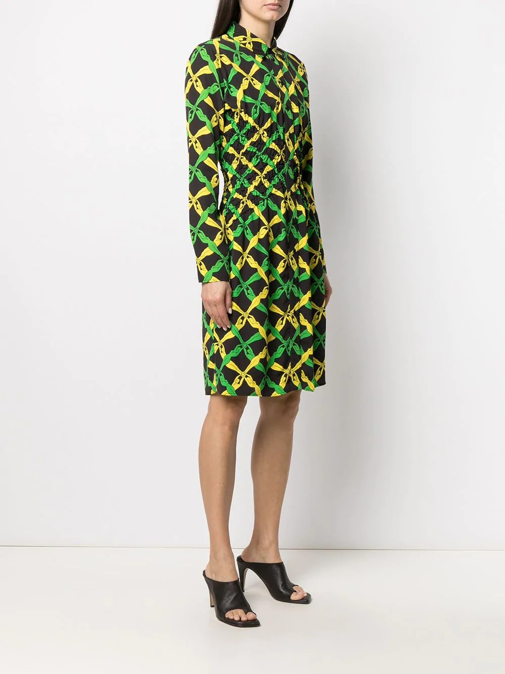 Bottega Veneta Fantasia Print Shirt Dress In Black
