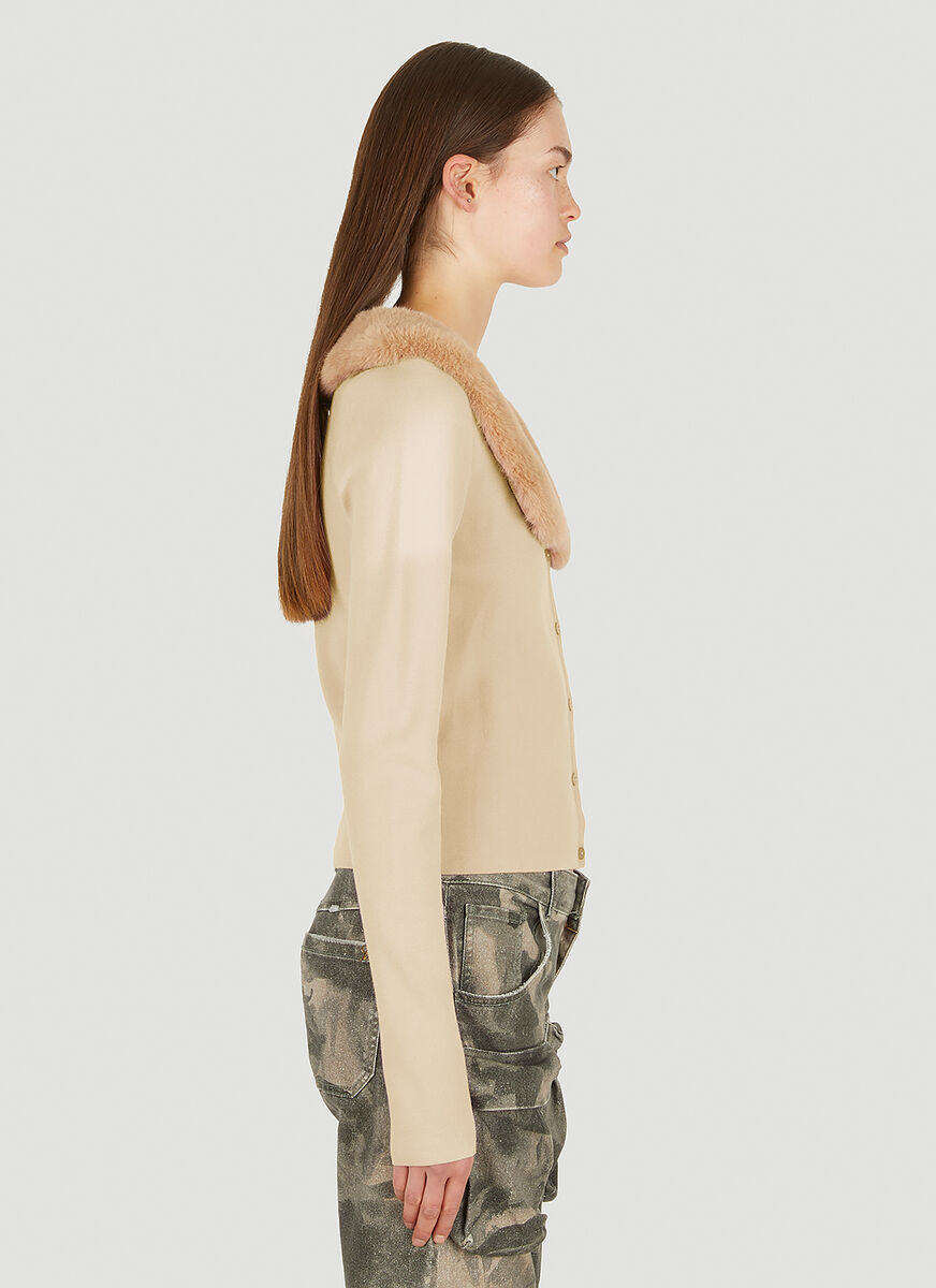 Blumarine Cardigan In Misto Lana Panna In Nude