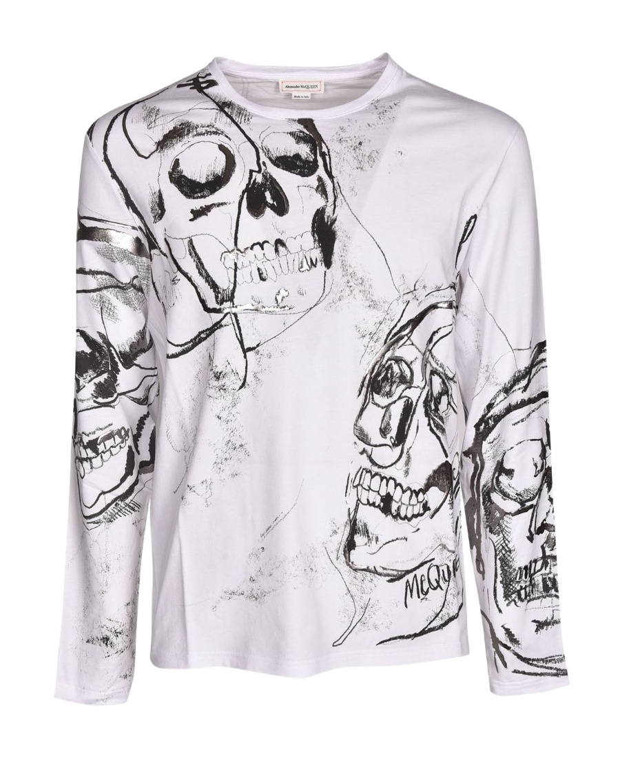 Alexander Mcqueen Skull Print Long-sleeved Top In White