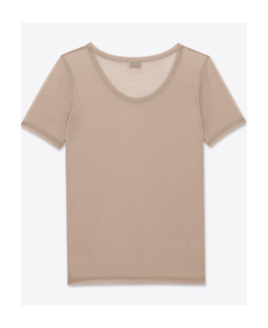 Saint Laurent Mélange-effect Sheer Cotton T-shirt In Nude