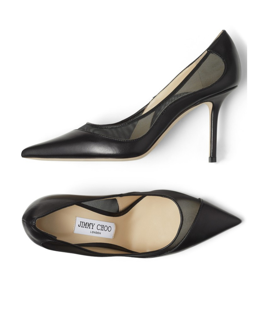 Jimmy Choo Love 85 Pointed Pumps In Nappa Leather And Mesh In Black