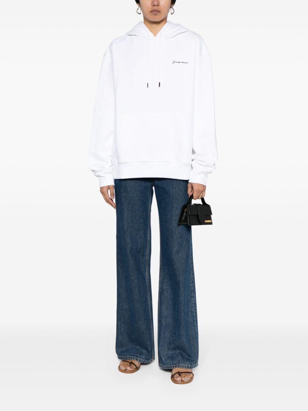 Jacquemus Embroidered Logo Hoodie In White