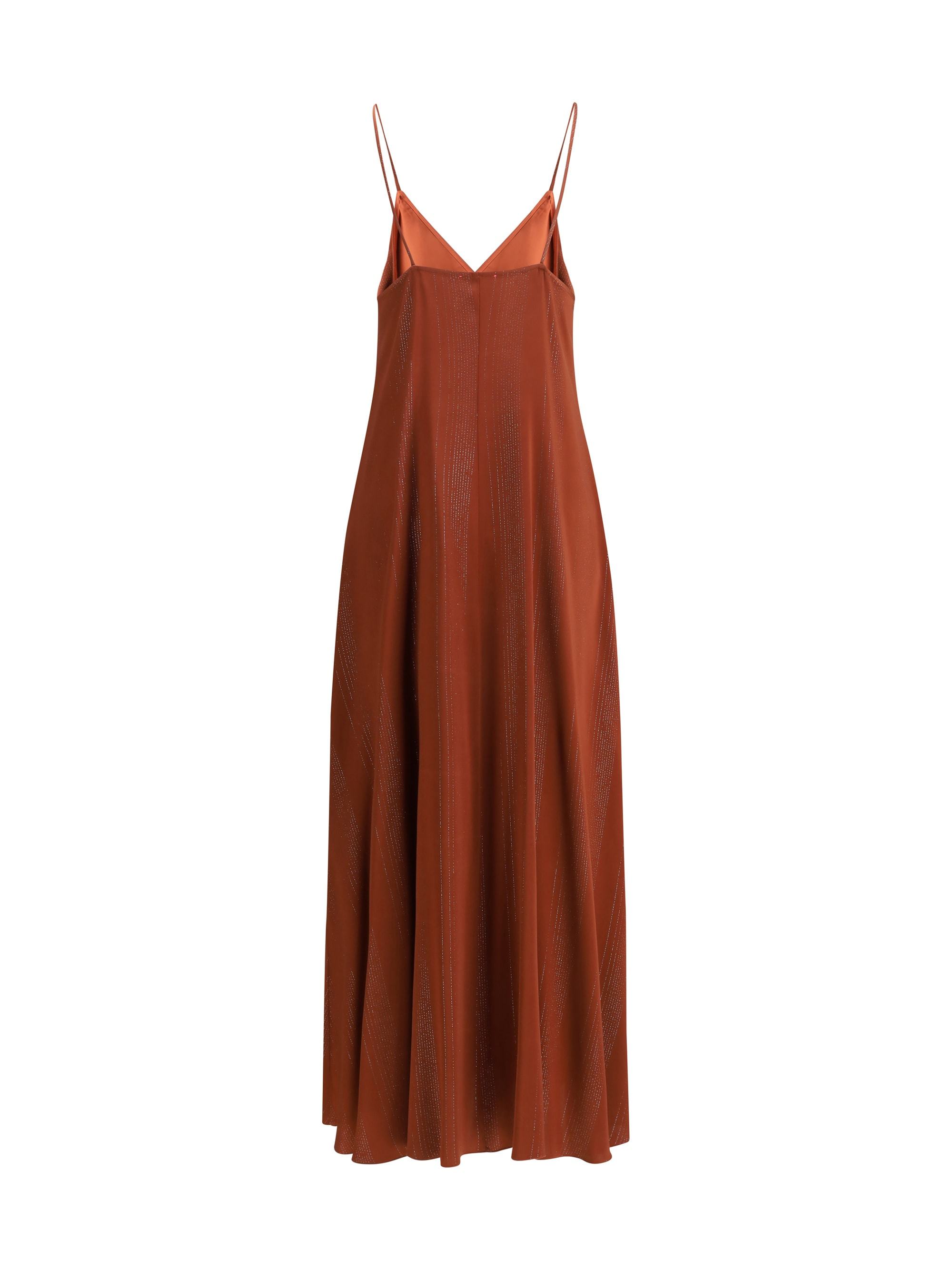 Forte Forte Spaghetti-strap Metallic-detail Dress In Brown