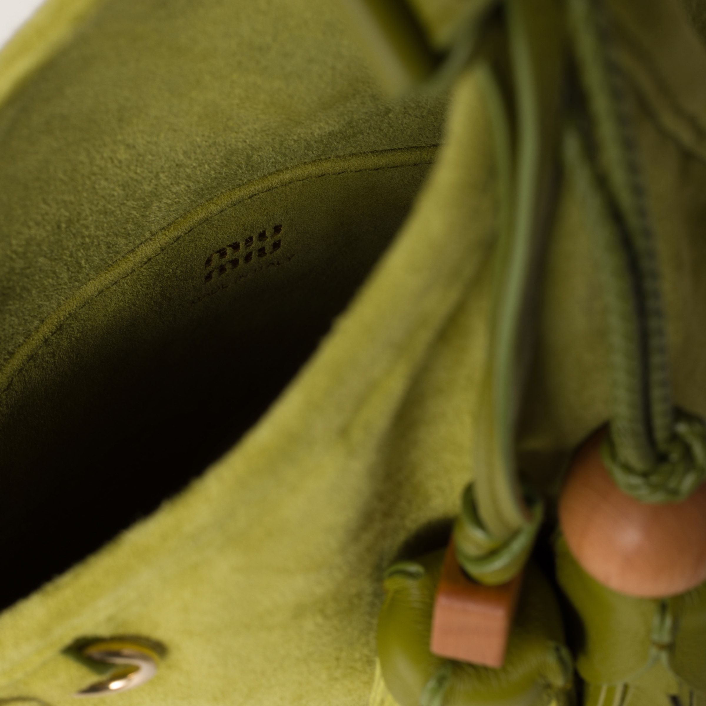Miu Miu Suede Handbag With Tassels In Green