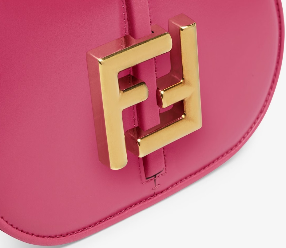 Fendi Blue Denim-effect Ff Jacquard And Brown Leather Bag In Pink