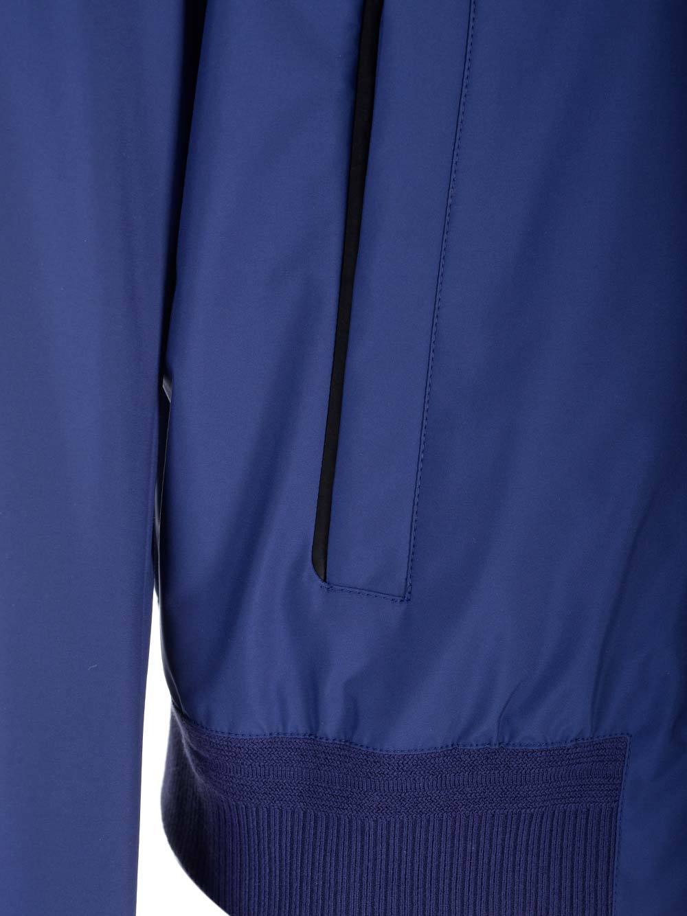Zegna Zip-up Bomber Jacket In Blue