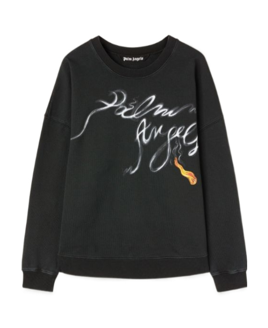 PALM ANGELS PALM ANGELS LOGO PRINTED CREWNECK SWEATSHIRT