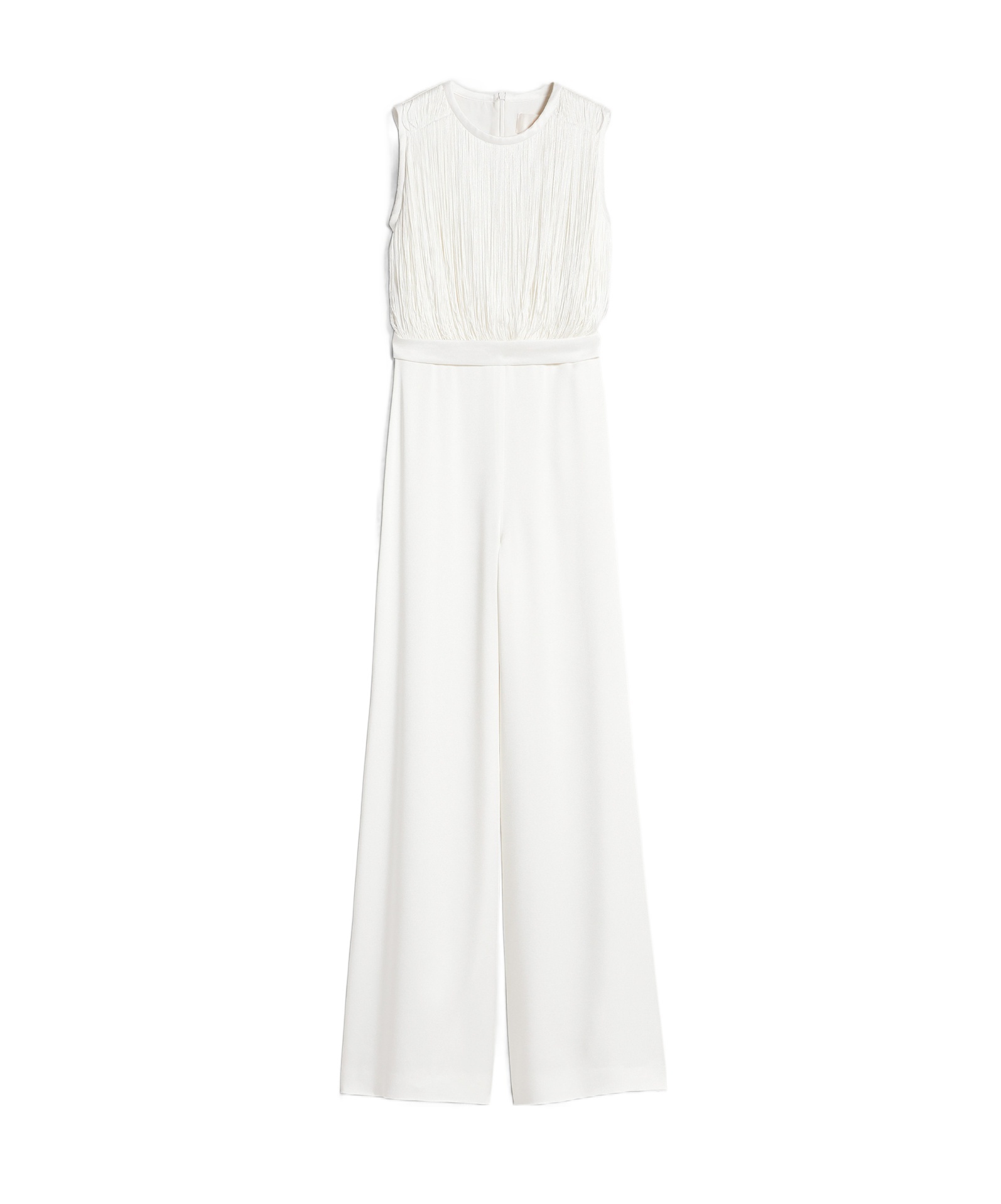 Max Mara Fluid Satin Jumpsuit In White