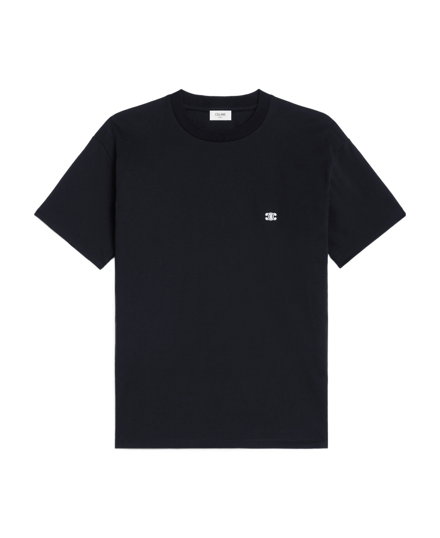 Celine T-shirt With Round Neck And Short Sleeves In Black