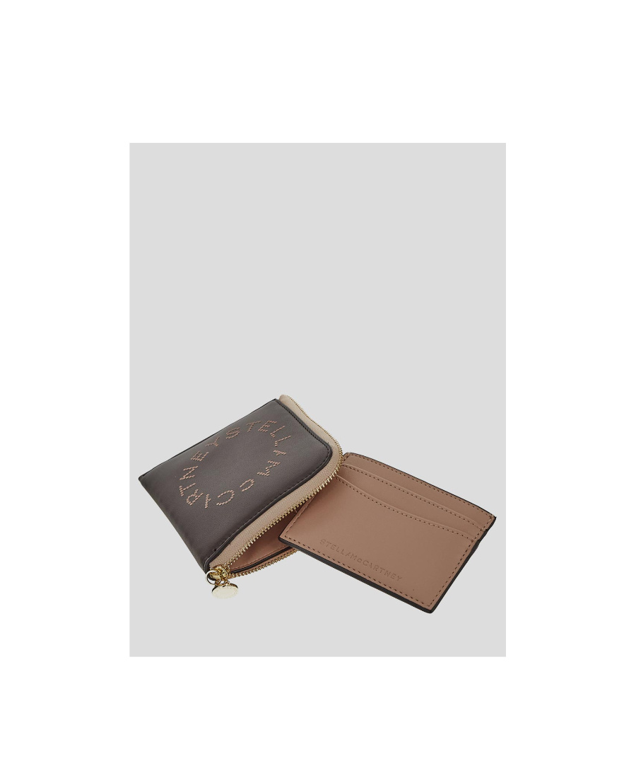 Stella Mccartney Logo Perforated Card Holder In Black