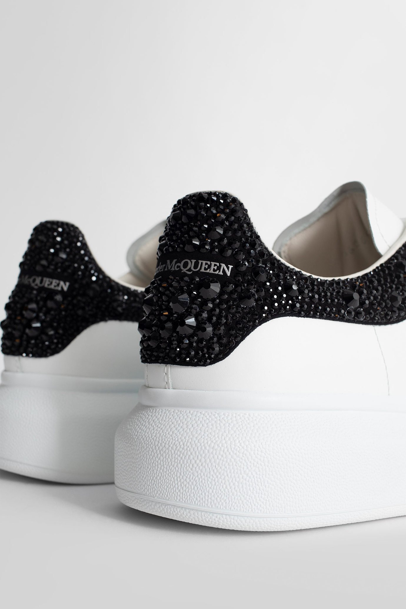 Alexander Mcqueen Oversized Crystal-embellished Sneakers In White