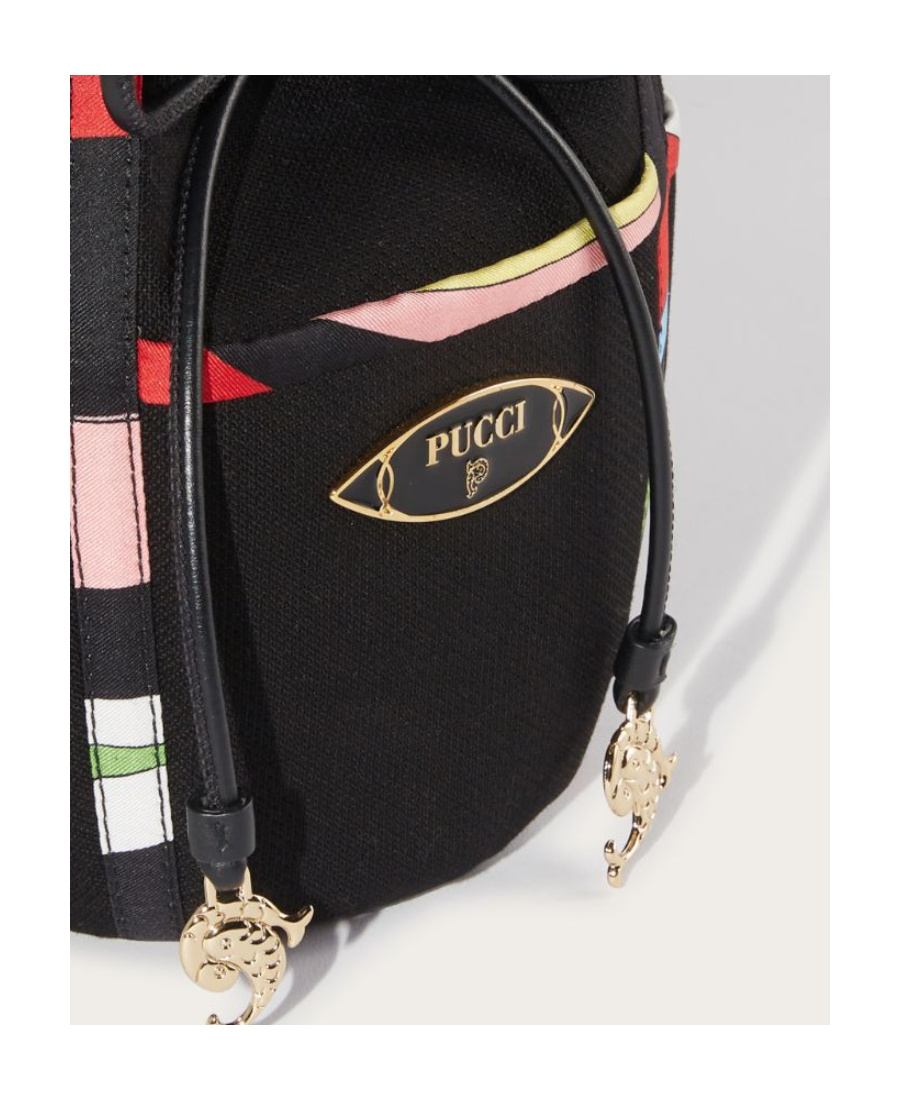 Pucci Logo-plaque Bucket Bag In Black