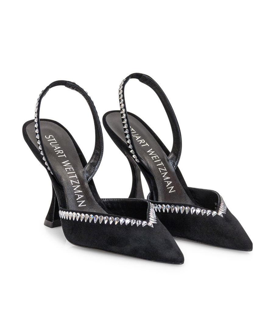 Stuart Weitzman Crystal-embellished Slingback 110mm Pumps In Black