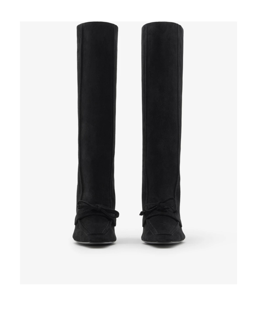 Burberry Suede Leather Boots In Black
