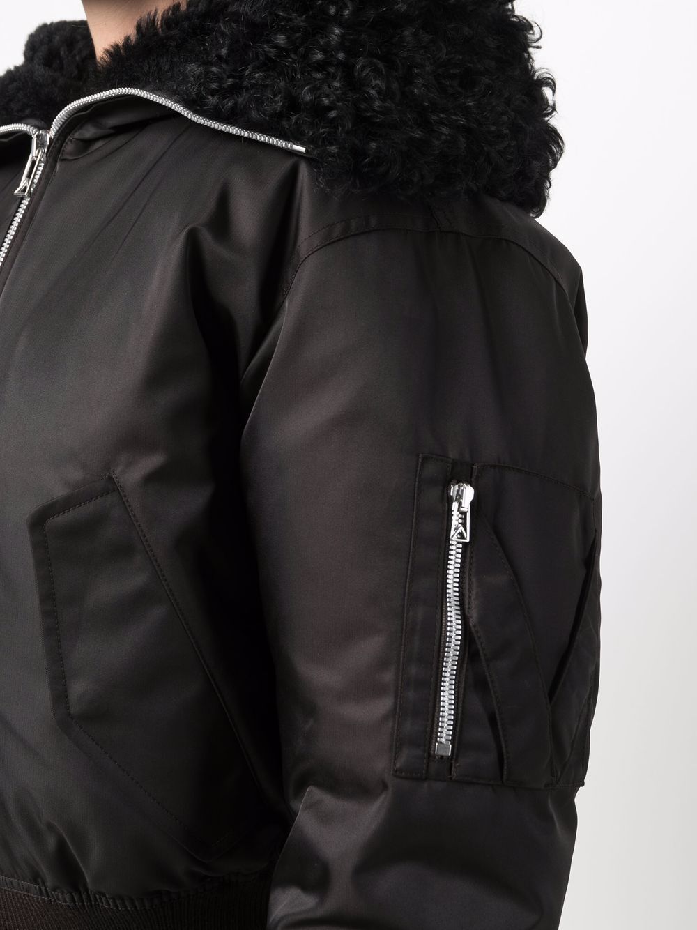 Bottega Veneta Shearling-lined Bomber Jacket In Black