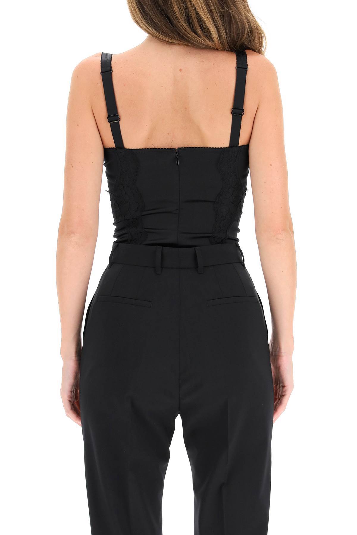 Shop Dolce & Gabbana Lace-detail Bodysuit In Black