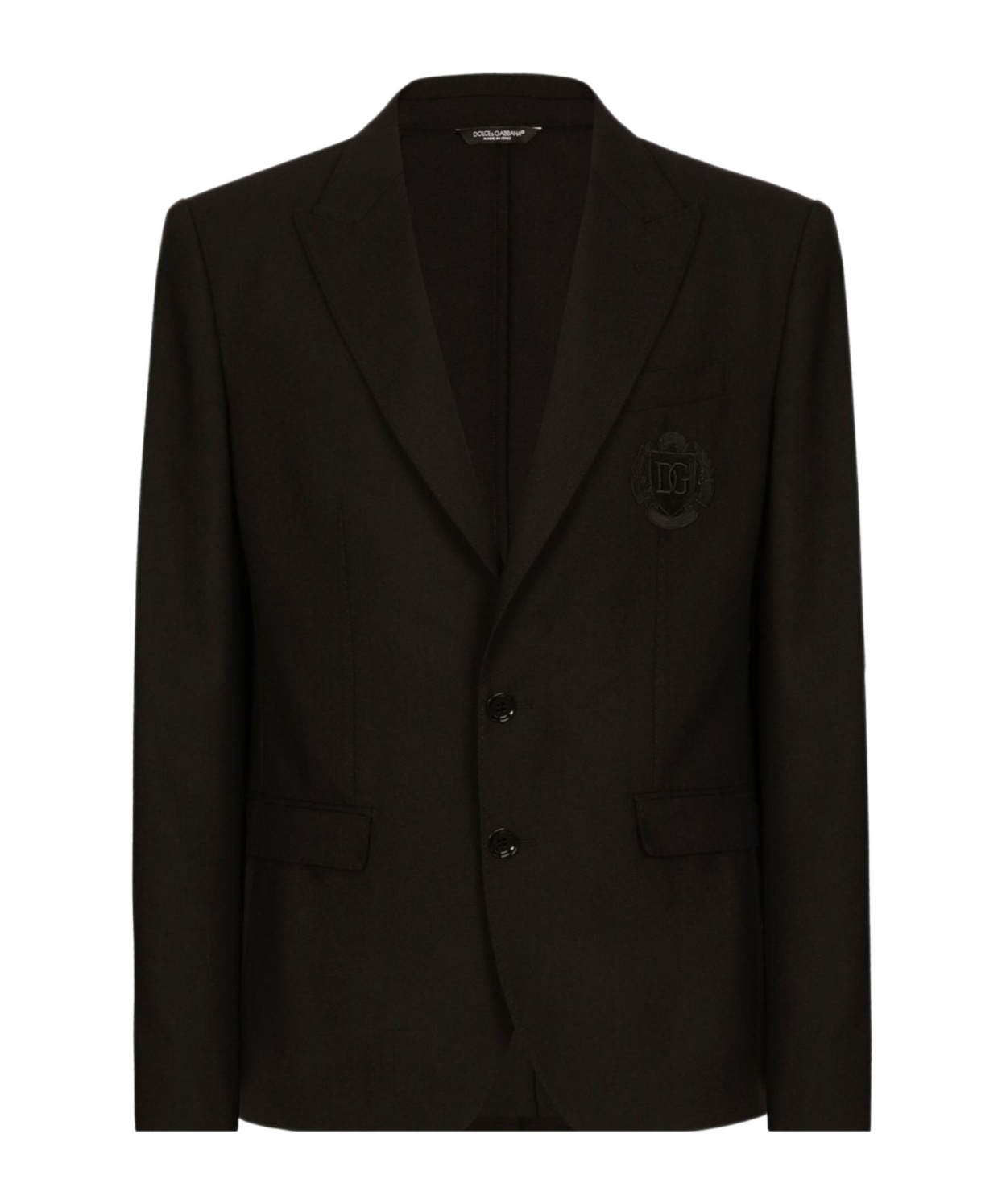 Dolce & Gabbana Single-breasted Wool Taormina-fit Jacket With Dg Patch In Black