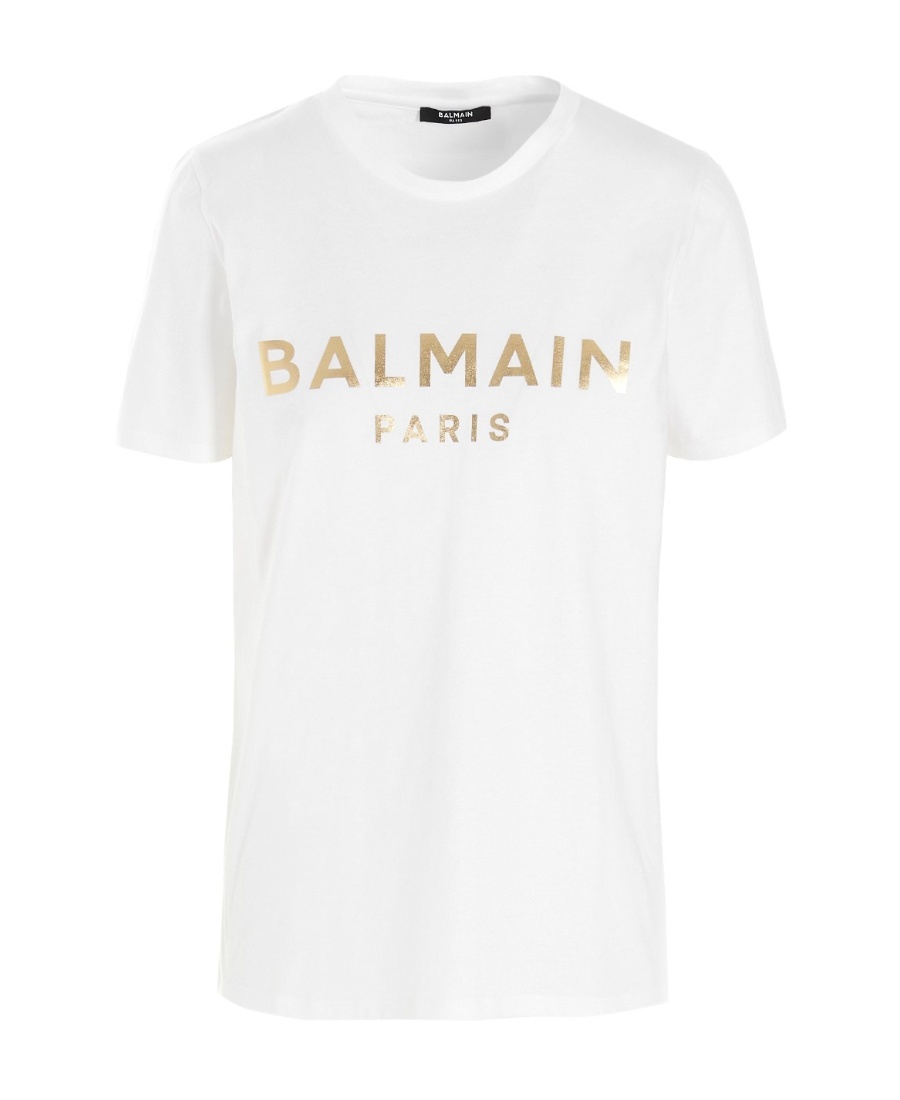 Balmain Foiled Logo-print Cotton T-shirt In White
