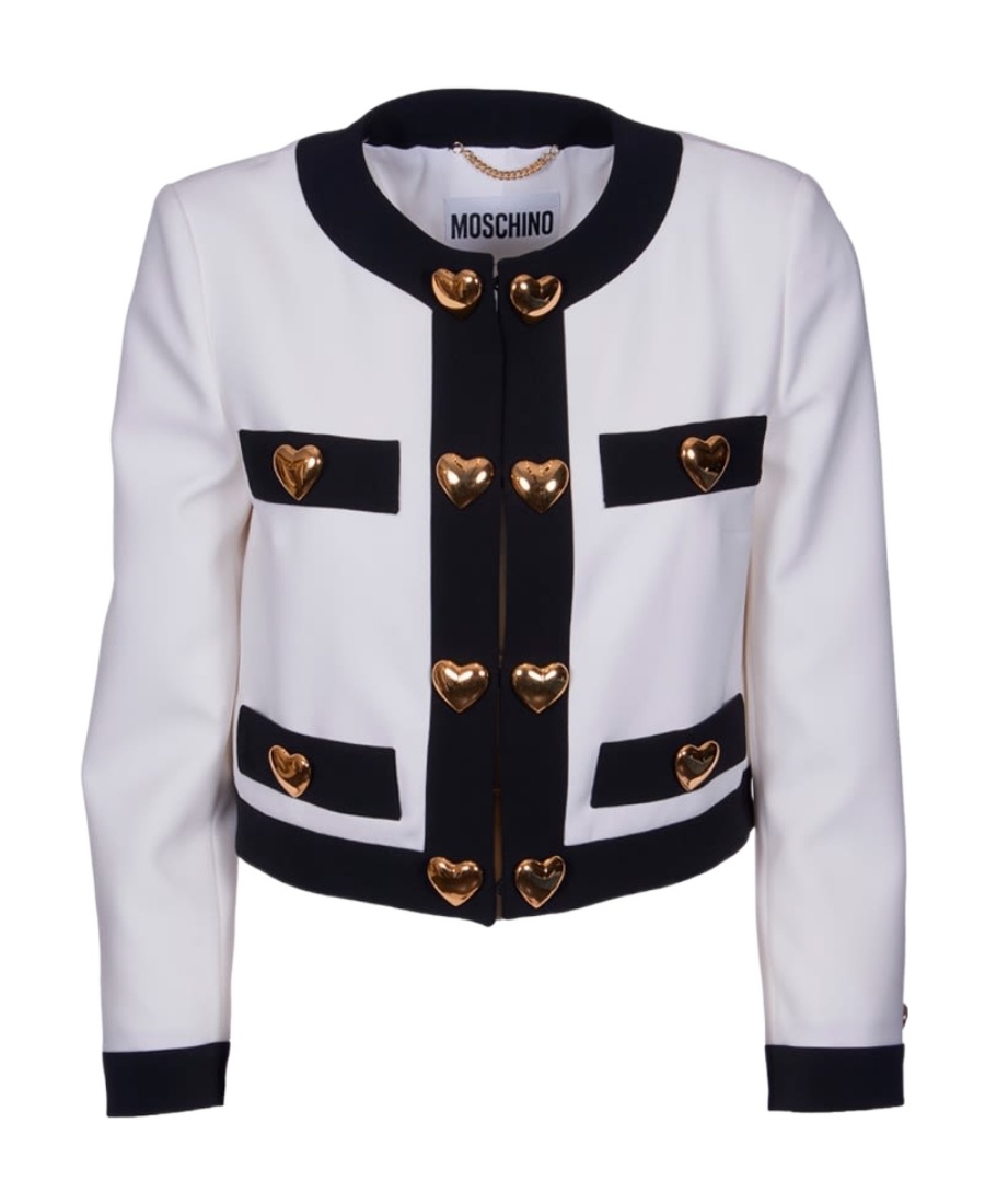 Moschino Heart-embellished Cropped Jacket In White