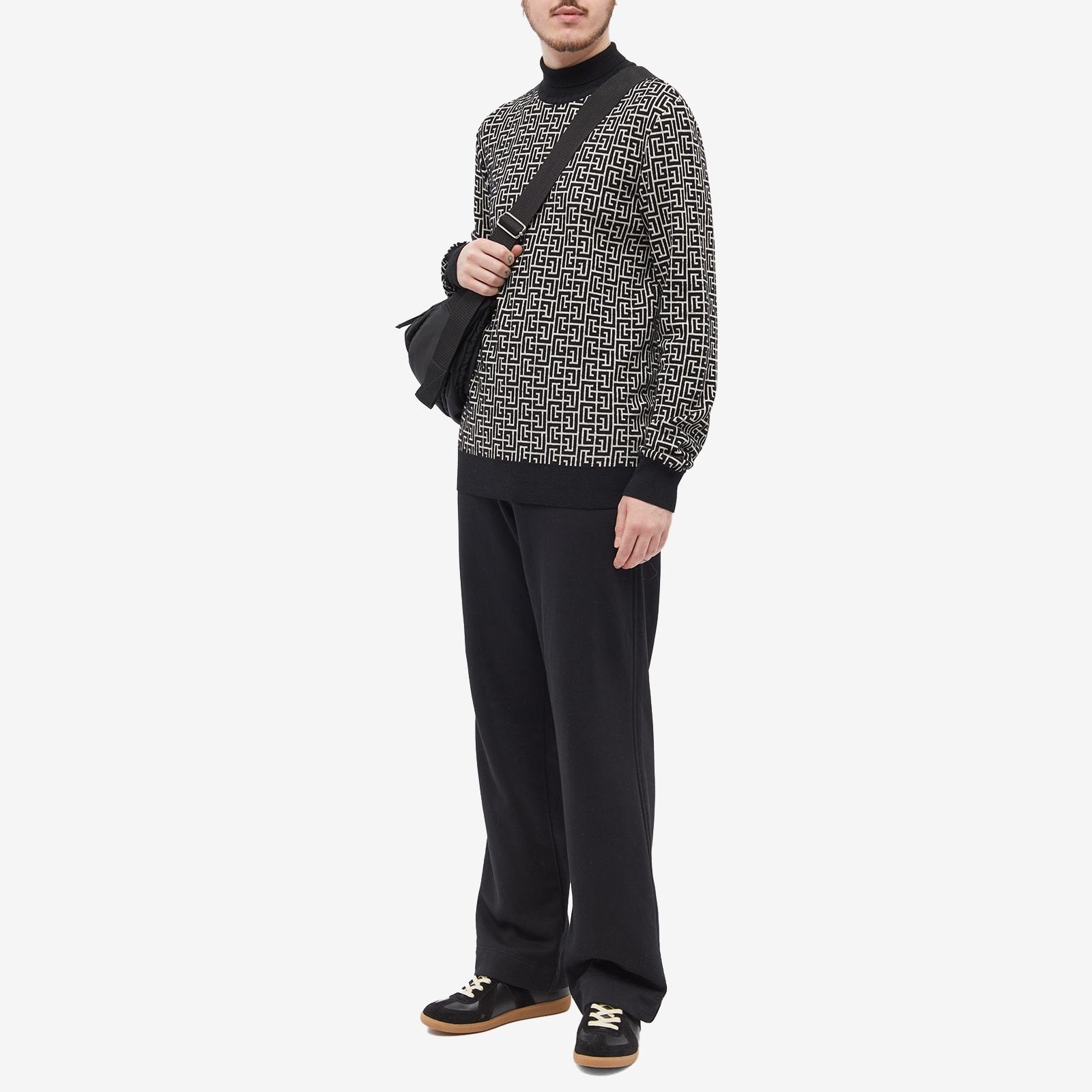 Balmain Monogram-intarsia Roll-neck Jumper In Black