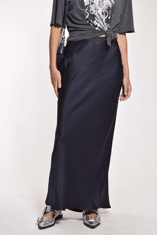 Anine Bing Satin Skirt In Black