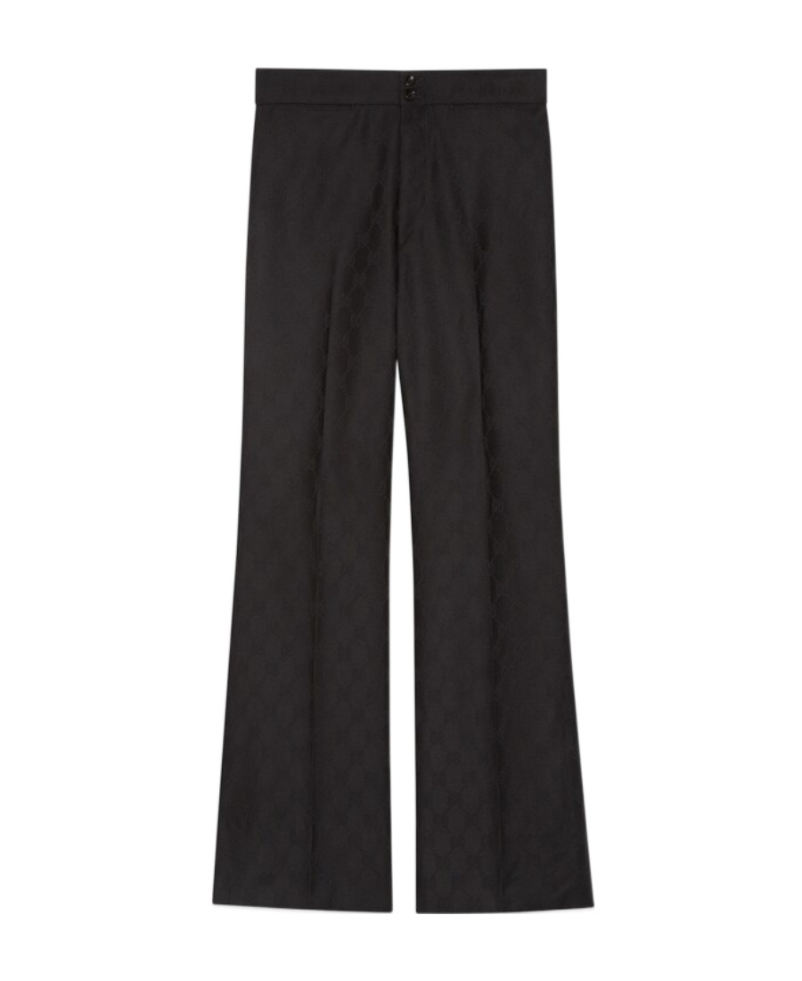 Gucci Gg-jacquard Straight-leg Trousers In Black