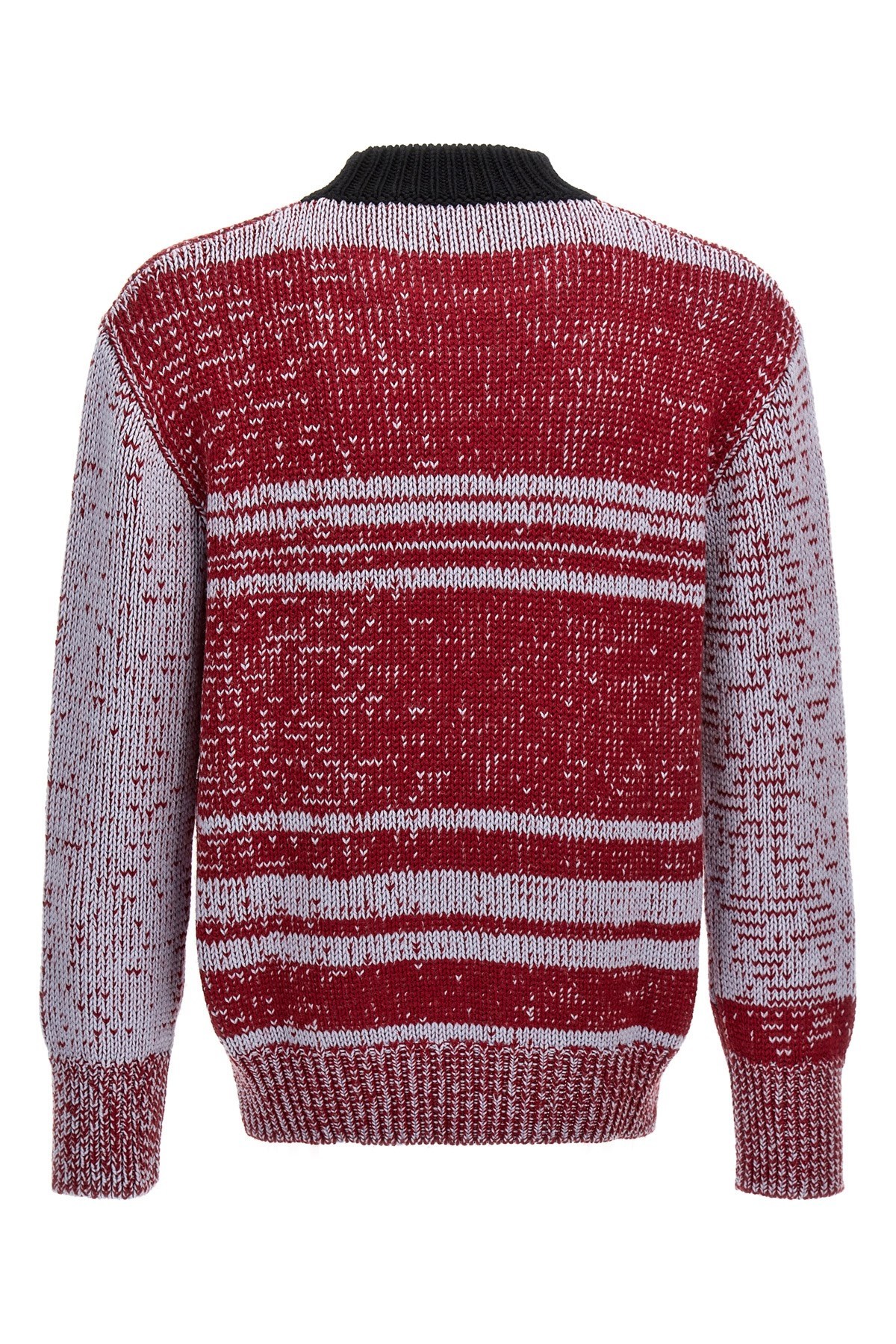 Marni Logo Intarsia Crewneck Jumper In Burgundy